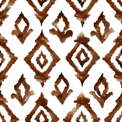 Seamless watercolor ethnic pattern, tie dye batic print.