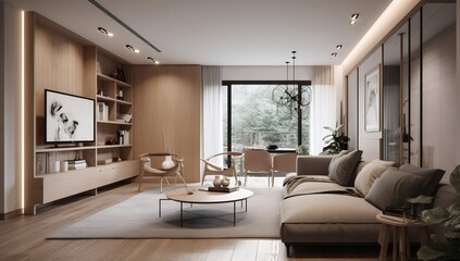 Fototapeta na wymiar Modern simplicity showcased in home interior design renderings