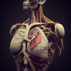 Human Heart Anatomy, 3D Illustration, medical concept image - obrazy, fototapety, plakaty