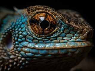 Fototapeta premium Colorful close-up of a reptile eye created with Generative AI Technology