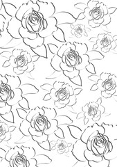 line drawings of roses used in graphics