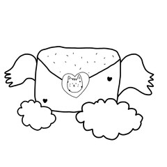 doodle bubble with cloud cat with heart cartoon element cute png
