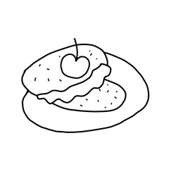 hand drawn food with heart cartoon element cute doodle png