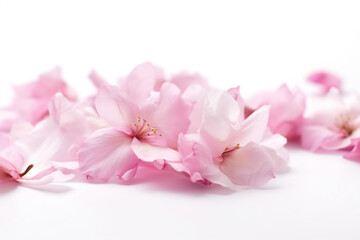 Naklejka na ściany i meble Cherry blossom petals, japanese sakura flowers isolated on white background
