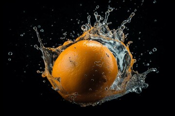 A white isolated orange water splash. Generative AI
