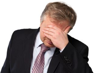 Think mature businessman with Emotional Stress