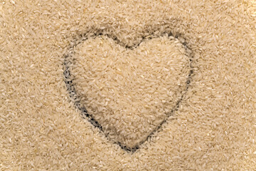 Carolina plantation rice with heart shape, closeup. South Carolina golden rice.