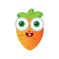 cute fruits carrot character vector