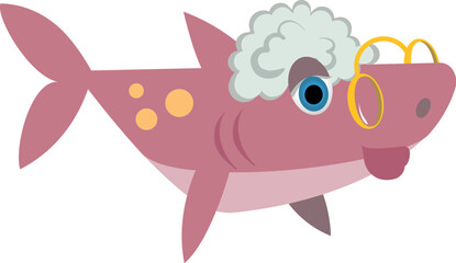 cartoon cute vector  grandmother shark