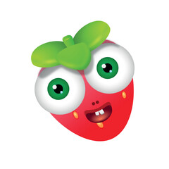 cute fruits strawberry character vector