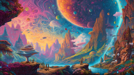 Obraz na płótnie Canvas 未知の惑星の旅 No.030 | Journey to an Unknown Planet Generative AI