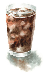 アナログ水彩グラスに注いだアイスコーヒー