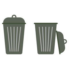 Icon with trash can open closed. Vector illustration.