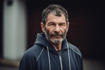 Obraz premium Portrait of a senior man with grey hair and beard wearing sportswear
