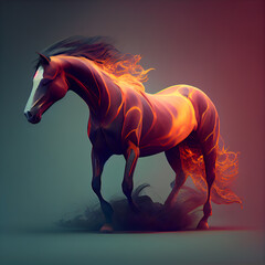 3D Illustration of a horse with a flowing mane.