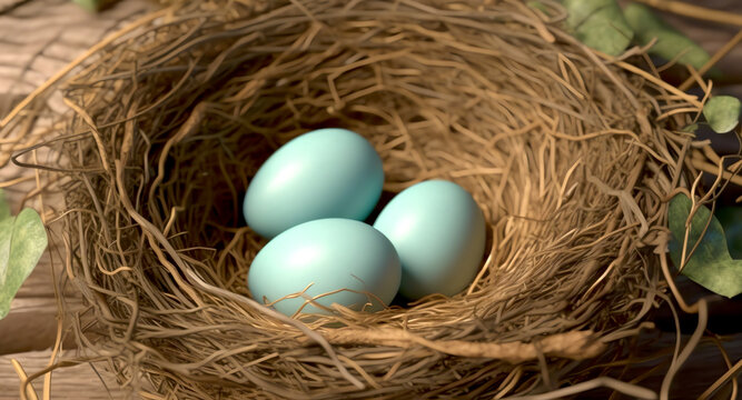 robin's eggs in a nest