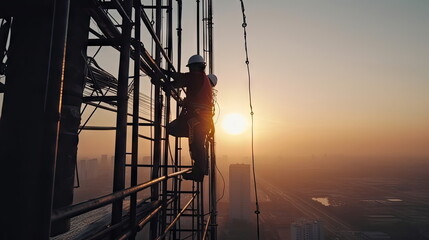 workers working at heights on buildings