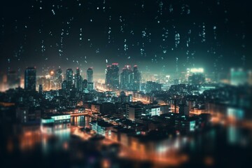 Fototapeta na wymiar Abstract city bokeh background lights at night. Generative AI