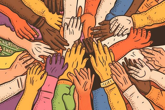 Illustration of lgbtq members protest for Pride month with generative ai