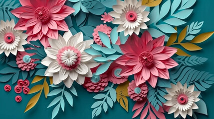 花の鮮やかなペーパークラフト