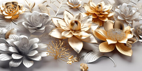 Ornamental flowers, gold and silver