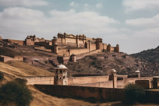 Jaipur's Amber Fort in Rajasthan, India. Generative AI