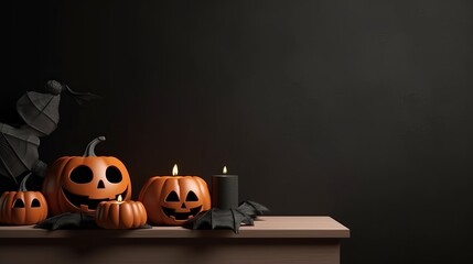 Illustration, Halloween Background with copy space, Generative Ai