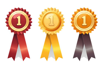 Triumph in Three Shades: Set of Gold, Silver, and Bronze Medals for Winners AI Generated