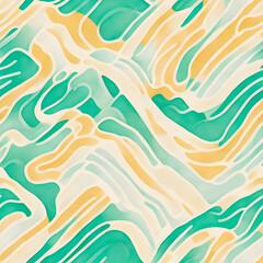 Fototapeta na wymiar seamless background watercolor lines and waves, camouflage green colors , minimalist tiling art , Generative AI