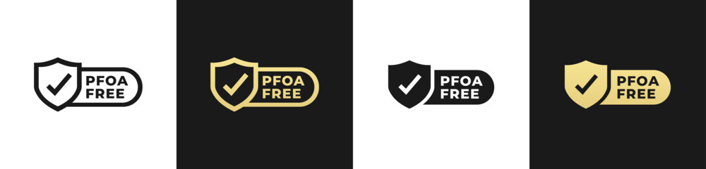 Obraz premium PFOA Free Icon or PFOA Free Symbol Vector Isolated in Flat Style. Best PFOA Free Icon vector for product packaging design element. PFOA Free Symbol for packaging design element.