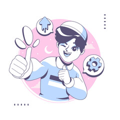 thumbs up pose islamic cartoon character