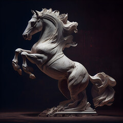 Horse statue on a dark background. 3d render illustration.