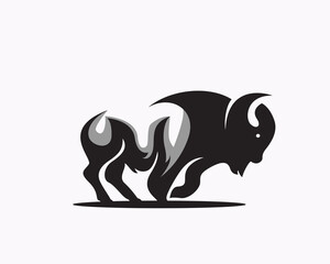 artistic stand bison rampage logo design template illustration inspiration © ShiipArts