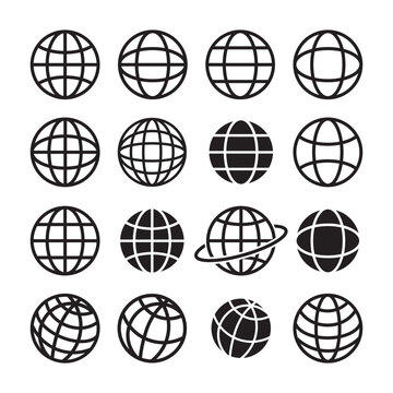 Multiple globes icon set