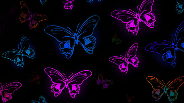 Neon Butterfly Wallpaper Background | Generative AI