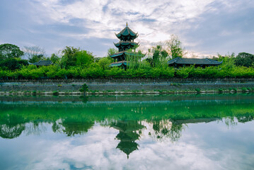 Fototapeta na wymiar Chongli Pavilion, Wangjiang Tower, Chengdu, Sichuan, China