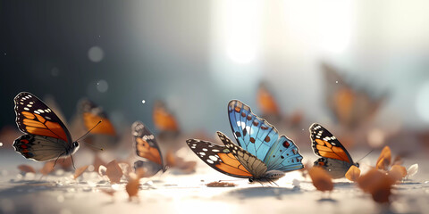 Colorful butterflies background.