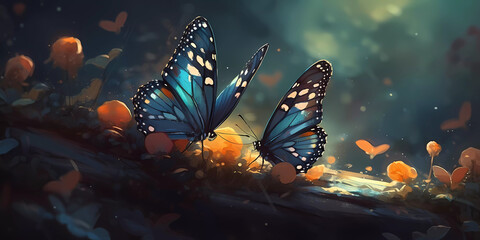 Colorful butterflies background.