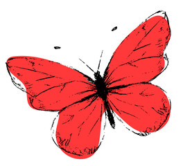 Czerwony motyl grafika ilustracja © Monika Janiak-Klicha