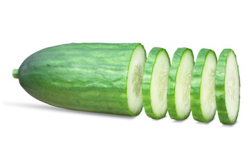 Sliced fresh cucumber. On a transparent background. isolated object.
