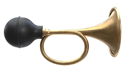 3D render of Vintage Brass Vehicle Horn with Black Handle