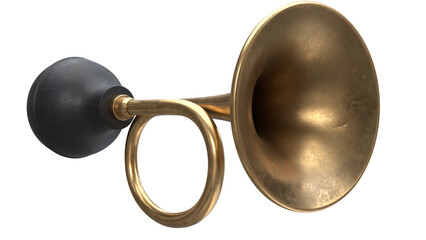 3D render of Vintage Brass Vehicle Horn with Black Handle