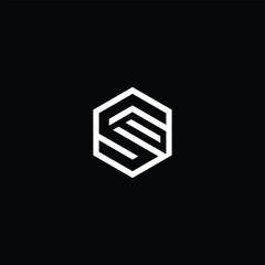 SP initial logo with hexagon concept for business company. black background.