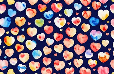 watercolour style, watercolor, seamless, heart, hearts,  design, prints, wallpaper, texture, generative ai, generative, ai