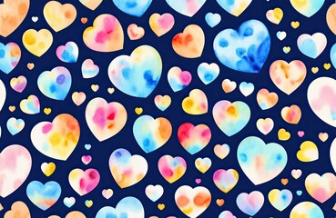 watercolour style, watercolor, seamless, heart, hearts,  design, prints, wallpaper, texture, generative ai, generative, ai