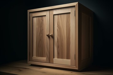 Simplistic timber cupboard. Generative AI