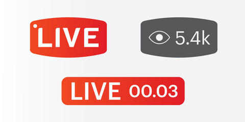 Live streaming icon set. Live video recording symbol. live watch people. broadcasting isolated on white and transparent background