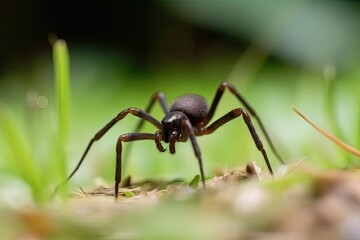Fototapeta premium close up of a spider on the ground. Generative AI