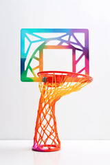 Fototapeta na wymiar Colorful Surreal Basketball Hoop Net on White Background Generative AI