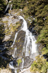 Naklejka na ściany i meble Waterfall in New Zealand on the South Island. Natural scenes, travel 